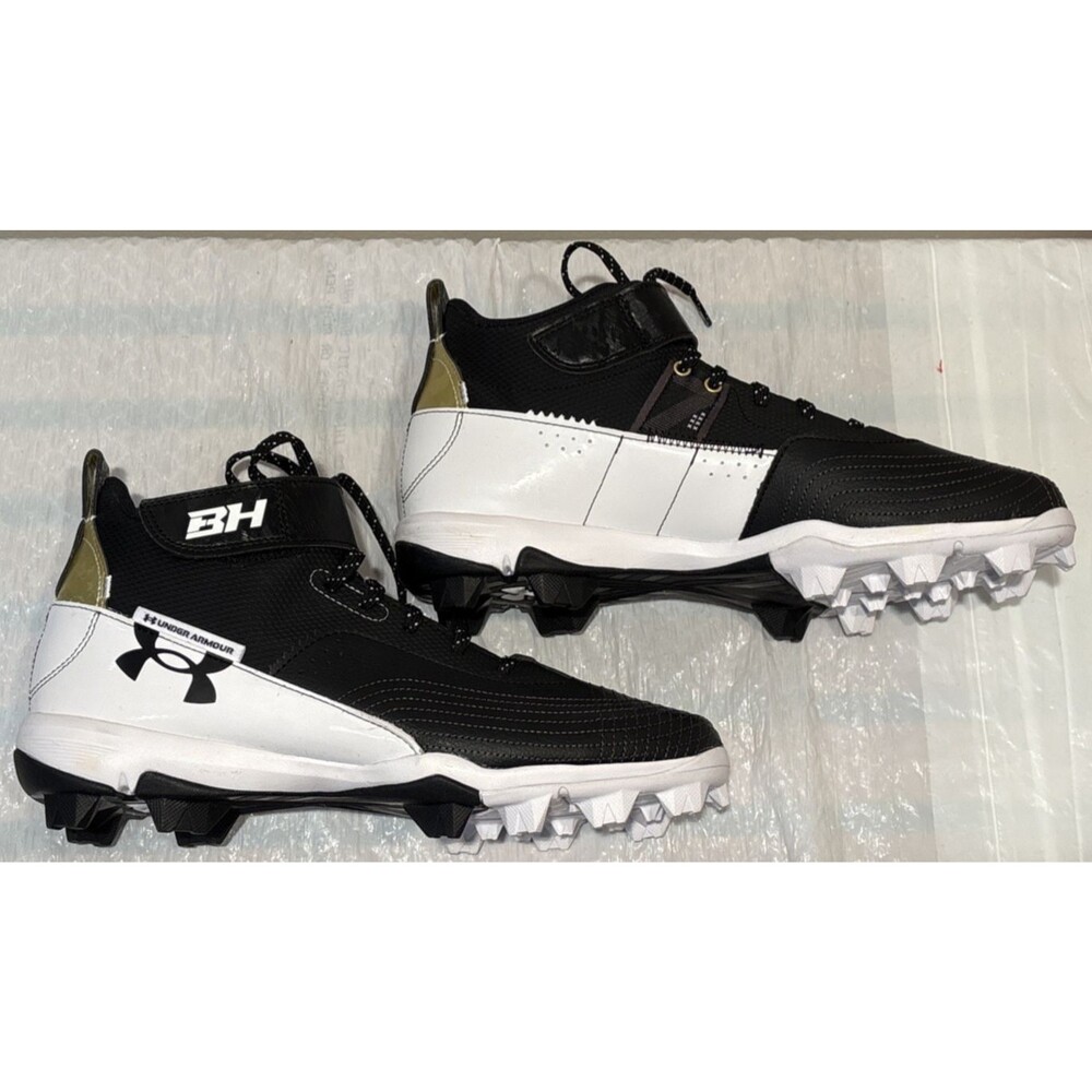 Under Armour Bryce Harper 7 Baseball Cleats Black White Gold Men’s Size 9.5